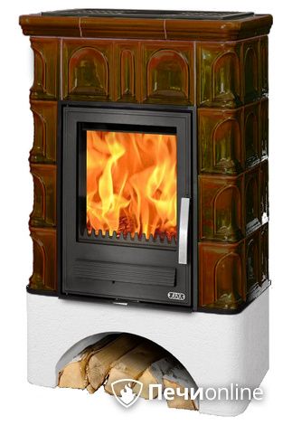 Печь-камин ABX Britania KPI, белый цоколь, коричневая в Хабаровске